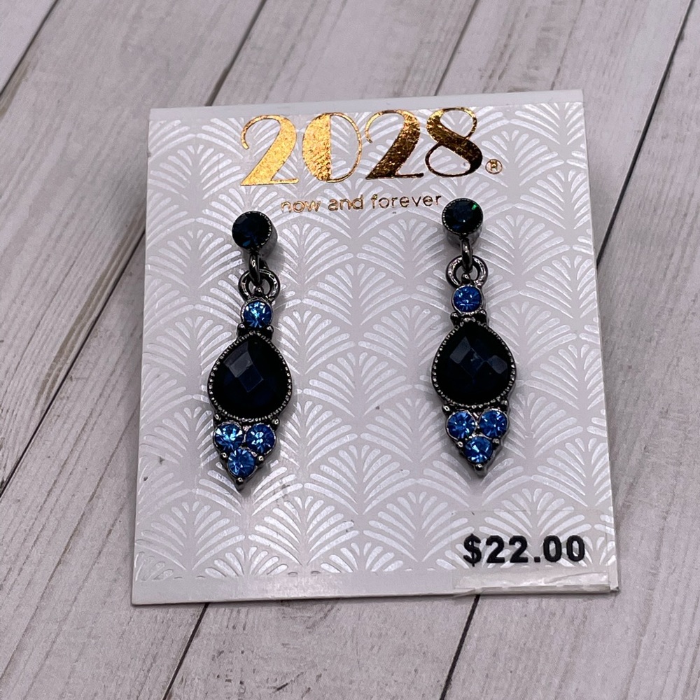NWT 1928 Deep Blue Drop Earrings - Picture 7 of 7